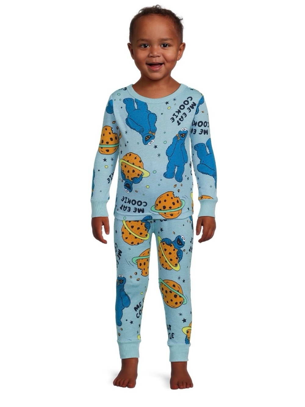 Sesame Street Kids Cookie Monster Blue 2 Piece Pajama Set-100% Cotton. Size 12M